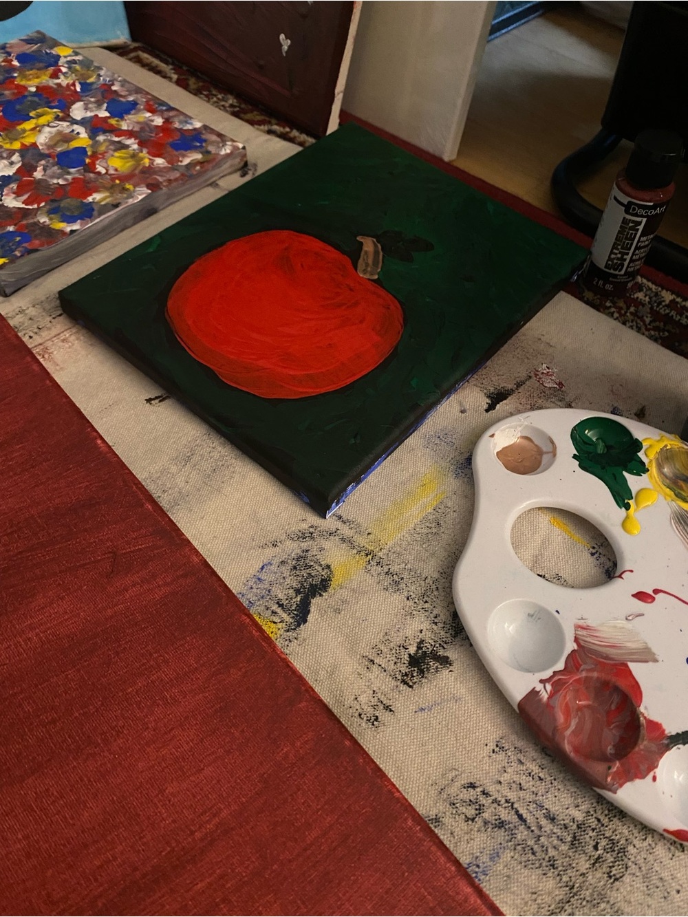 Hand-Painted Red Apple Canvas Art - Home Art